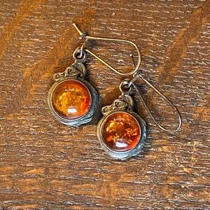 Sterling silver amber vintage look earrings